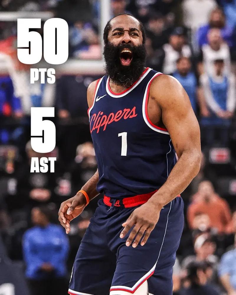 快船队史得分榜前十！哈登55分第一 鲍勃·麦卡杜5次50+上榜5次